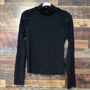 Free People Black Fitted Long Sleeve Tee